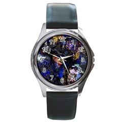 Mask Carnaval Woman Art Abstract Round Metal Watch by Nexatart