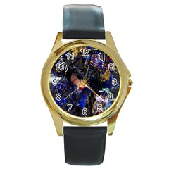 Mask Carnaval Woman Art Abstract Round Gold Metal Watch by Nexatart