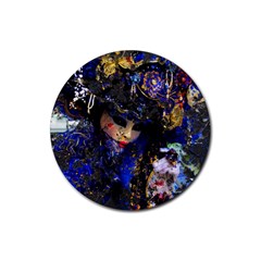 Mask Carnaval Woman Art Abstract Rubber Coaster (round)  by Nexatart