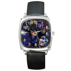 Mask Carnaval Woman Art Abstract Square Metal Watch by Nexatart