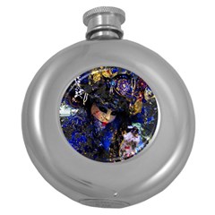 Mask Carnaval Woman Art Abstract Round Hip Flask (5 Oz) by Nexatart