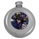 Mask Carnaval Woman Art Abstract Round Hip Flask (5 oz) Front