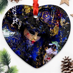 Mask Carnaval Woman Art Abstract Heart Ornament (two Sides) by Nexatart