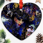 Mask Carnaval Woman Art Abstract Heart Ornament (Two Sides) Front