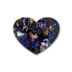 Mask Carnaval Woman Art Abstract Heart Coaster (4 Pack)  by Nexatart