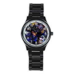 Mask Carnaval Woman Art Abstract Stainless Steel Round Watch by Nexatart