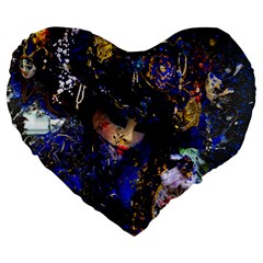 Mask Carnaval Woman Art Abstract Large 19  Premium Flano Heart Shape Cushions by Nexatart