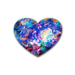 Background Art Abstract Watercolor Heart Coaster (4 Pack)  by Nexatart