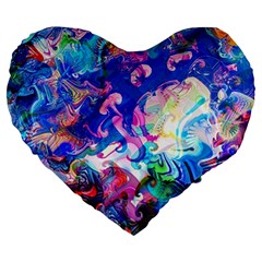 Background Art Abstract Watercolor Large 19  Premium Heart Shape Cushions by Nexatart