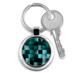 Background Squares Metal Green Key Chains (round)  by Nexatart