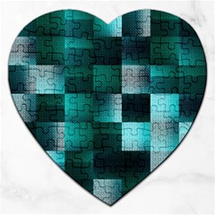 Background Squares Metal Green Jigsaw Puzzle (heart) by Nexatart