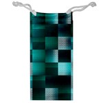 Background Squares Metal Green Jewelry Bag Front