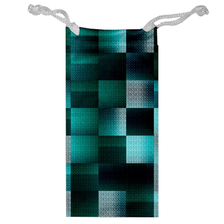 Background Squares Metal Green Jewelry Bag