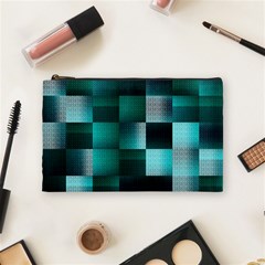 Background Squares Metal Green Cosmetic Bag (medium)  by Nexatart