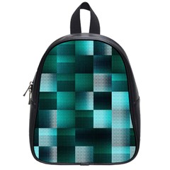 Background Squares Metal Green School Bag (small) by Nexatart