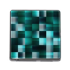 Background Squares Metal Green Memory Card Reader (square) by Nexatart