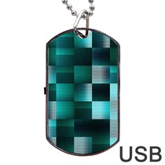 Background Squares Metal Green Dog Tag Usb Flash (one Side) by Nexatart