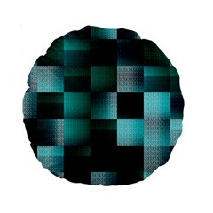 Background Squares Metal Green Standard 15  Premium Round Cushions by Nexatart