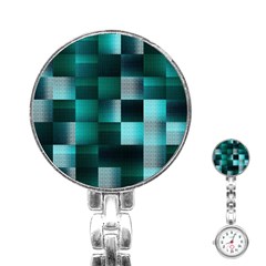 Background Squares Metal Green Stainless Steel Nurses Watch by Nexatart