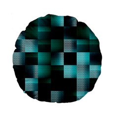 Background Squares Metal Green Standard 15  Premium Flano Round Cushions by Nexatart