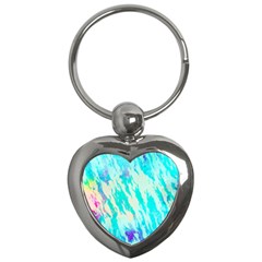 Blue Background Art Abstract Watercolor Key Chains (heart)  by Nexatart