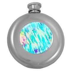 Blue Background Art Abstract Watercolor Round Hip Flask (5 Oz) by Nexatart