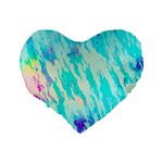 Blue Background Art Abstract Watercolor Standard 16  Premium Heart Shape Cushions Back