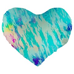 Blue Background Art Abstract Watercolor Large 19  Premium Heart Shape Cushions by Nexatart