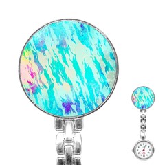 Blue Background Art Abstract Watercolor Stainless Steel Nurses Watch