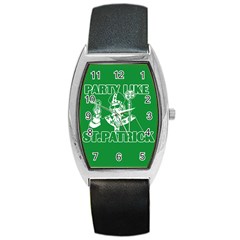  St  Patricks Day  Barrel Style Metal Watch by Valentinaart