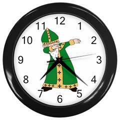  St  Patrick  Dabbing Wall Clocks (black) by Valentinaart