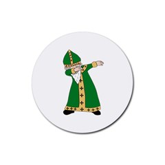  St  Patrick  Dabbing Rubber Round Coaster (4 Pack)  by Valentinaart