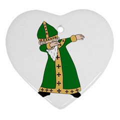  St  Patrick  Dabbing Heart Ornament (two Sides) by Valentinaart