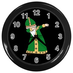  St  Patrick  Dabbing Wall Clocks (black) by Valentinaart