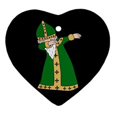  St  Patrick  Dabbing Heart Ornament (two Sides) by Valentinaart