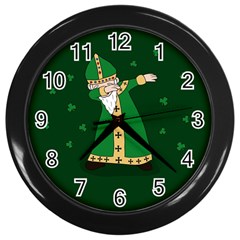  St  Patrick  Dabbing Wall Clocks (black) by Valentinaart