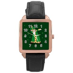  St  Patrick  Dabbing Rose Gold Leather Watch  by Valentinaart