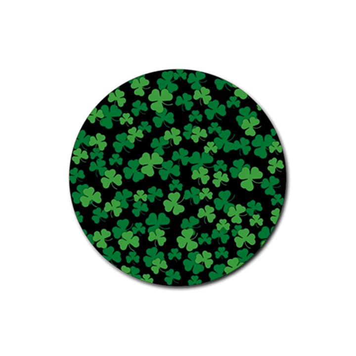 St. Patricks day clover pattern Rubber Coaster (Round) 