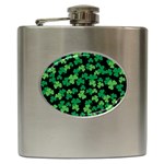 St. Patricks day clover pattern Hip Flask (6 oz) Front