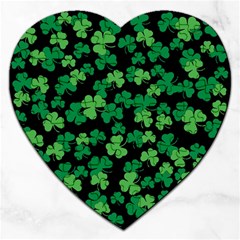 St  Patricks Day Clover Pattern Jigsaw Puzzle (heart) by Valentinaart