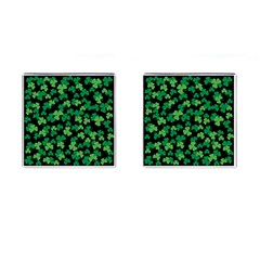 St  Patricks Day Clover Pattern Cufflinks (square) by Valentinaart