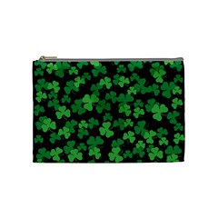 St  Patricks Day Clover Pattern Cosmetic Bag (medium)  by Valentinaart