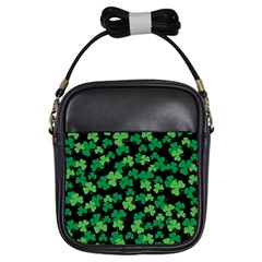 St  Patricks Day Clover Pattern Girls Sling Bags by Valentinaart