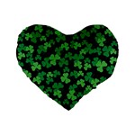 St. Patricks day clover pattern Standard 16  Premium Flano Heart Shape Cushions Front