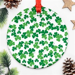 St  Patricks Day Clover Pattern Ornament (round) by Valentinaart