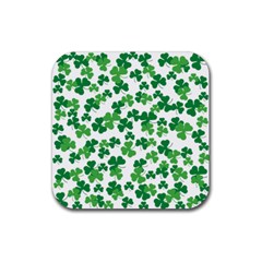 St  Patricks Day Clover Pattern Rubber Coaster (square)  by Valentinaart