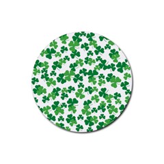 St  Patricks Day Clover Pattern Rubber Coaster (round)  by Valentinaart