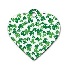 St  Patricks Day Clover Pattern Dog Tag Heart (two Sides) by Valentinaart