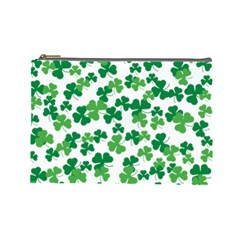 St  Patricks Day Clover Pattern Cosmetic Bag (large)  by Valentinaart