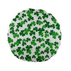 St  Patricks Day Clover Pattern Standard 15  Premium Round Cushions by Valentinaart